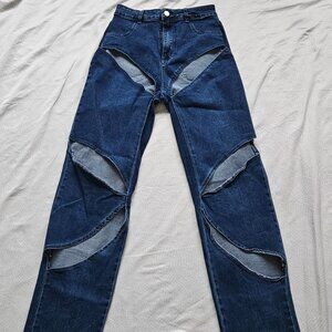 Jeans, S, Blue Open Slits